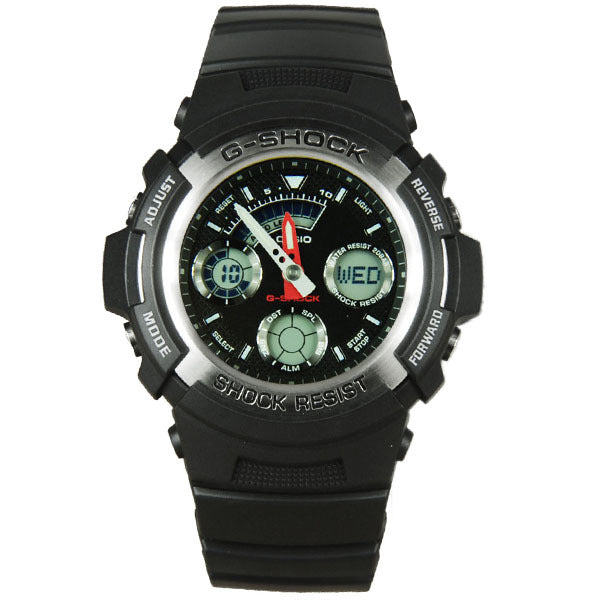Casio G-Shock Standard Analog-Digital Black x Silver Accents Watch AW590-1AHDR - Prestige