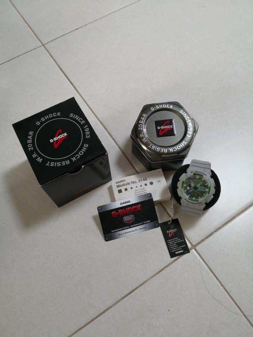 Casio G-Shock GA110 Series Anadigi Neon Color Dr. Doom Grey Hulk Watch GA110TS-8A3DR - Prestige