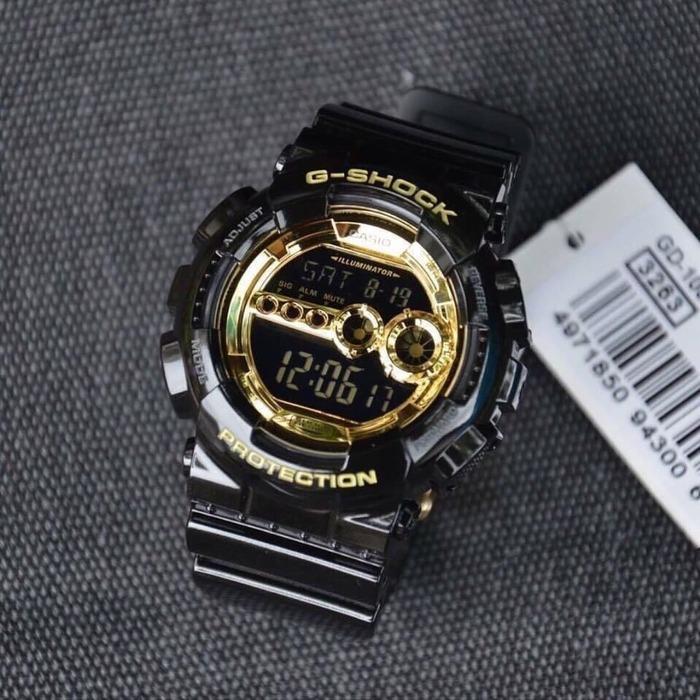 Casio G-Shock Big Case Digital Black x Gold Dial Watch GD100GB-1DR - Prestige