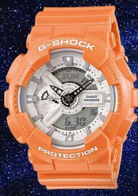 Casio G-Shock GA110 Series Anadigi Neon Color Melon Orange Watch GA110SG-4ADR - Prestige