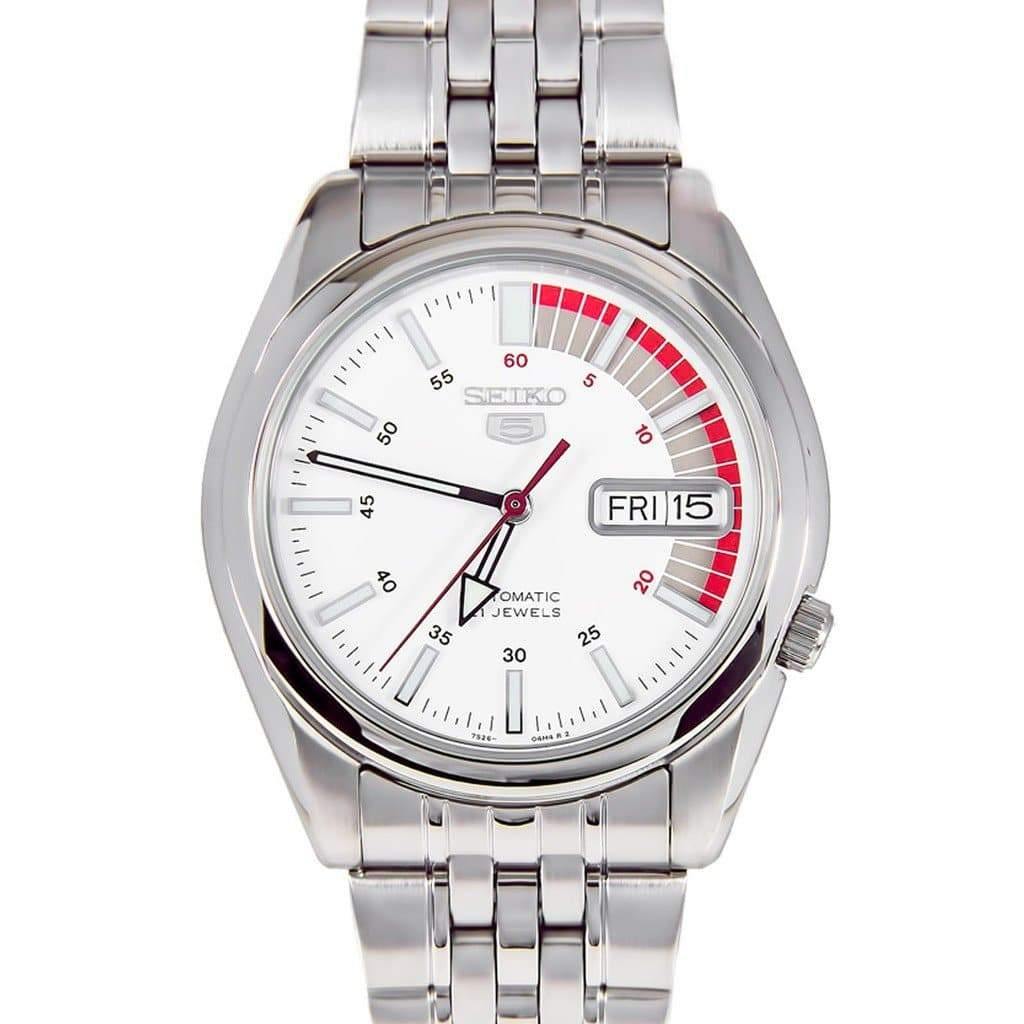 Seiko 5 Classic Men's Size White Dial Stainless Steel Strap Watch SNK369K1 - Prestige