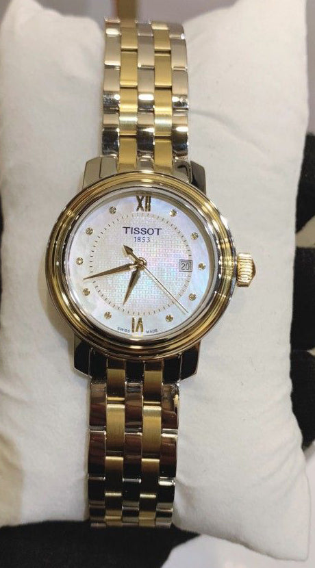Tissot Swiss Made T-Classic Bridgeport 2 Tone Gold Plated MOP Ladies' Watch T0970102211600 - Prestige