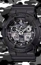 Casio G-Shock Military Grey Camo Camouflage Print Dial Black Watch GA100CF-8ADR - Prestige