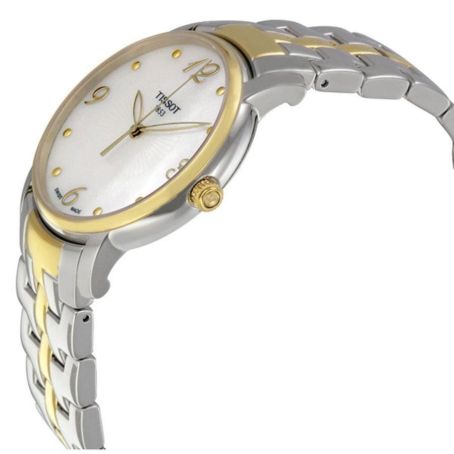 Tissot Swiss Made T-Round 2 Tone Gold Plated Ladies' MOP Watch T052.210.22.117.00 - Prestige