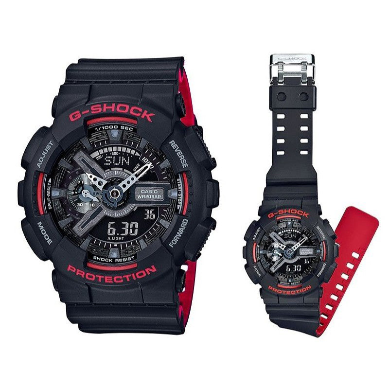 Casio G-Shock GA110 Series Analog-Digital Black x Red x Silver Accents Last Dance Watch GA110HR-1ADR - Prestige