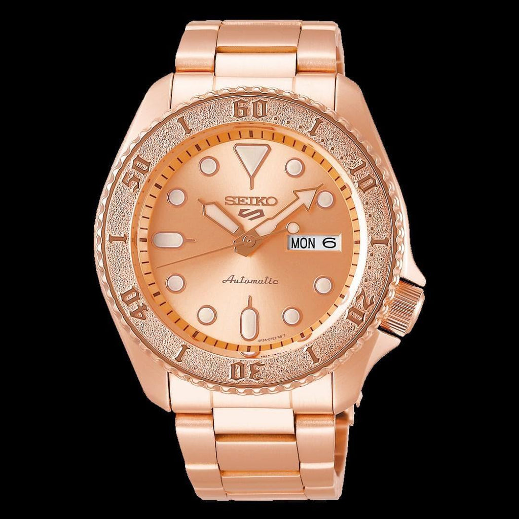 Seiko 5 Sports 100M Automatic Men's Watch All Rose Gold Plated SRPE72K1 - Prestige