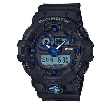 Casio G-Shock Analog-Digital Black x Metallic Blue Accents Watch