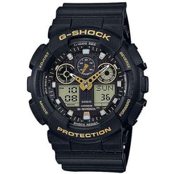 Casio G-Shock Analog-Digital Black x Gold Accents Watch GA100GBX-1A9DR - Prestige