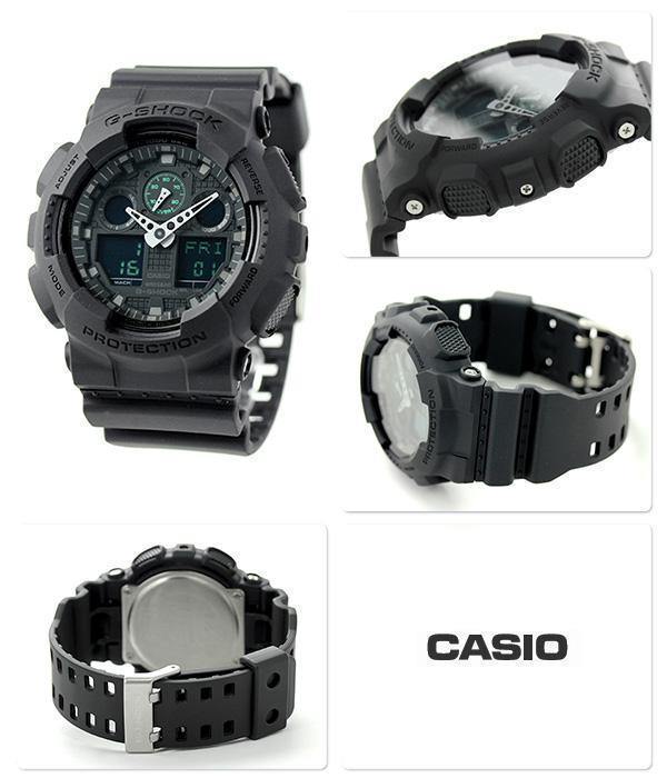 Casio G-Shock Black Series Anadigi Black x Green Accents Watch GA100MB-1ADR - Prestige