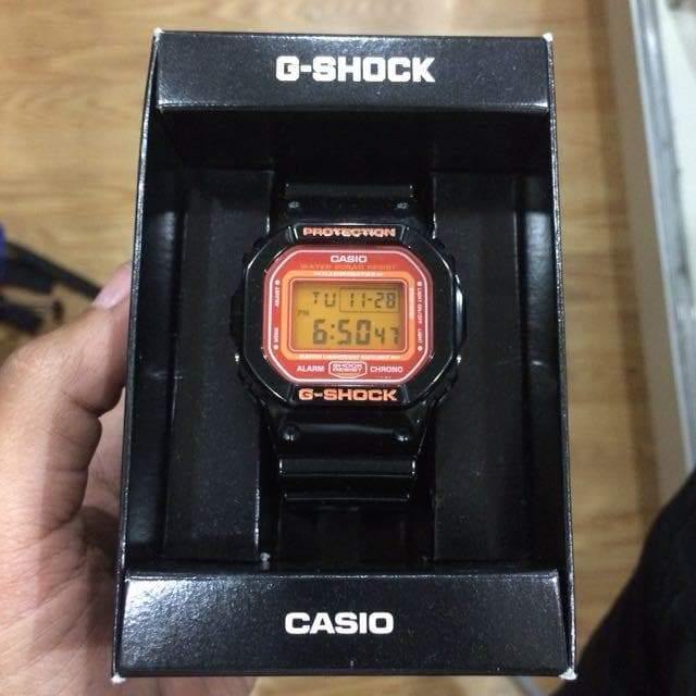 Casio G-Shock Digital Lava Orange Dial Black Watch DW5600CS-1DR 