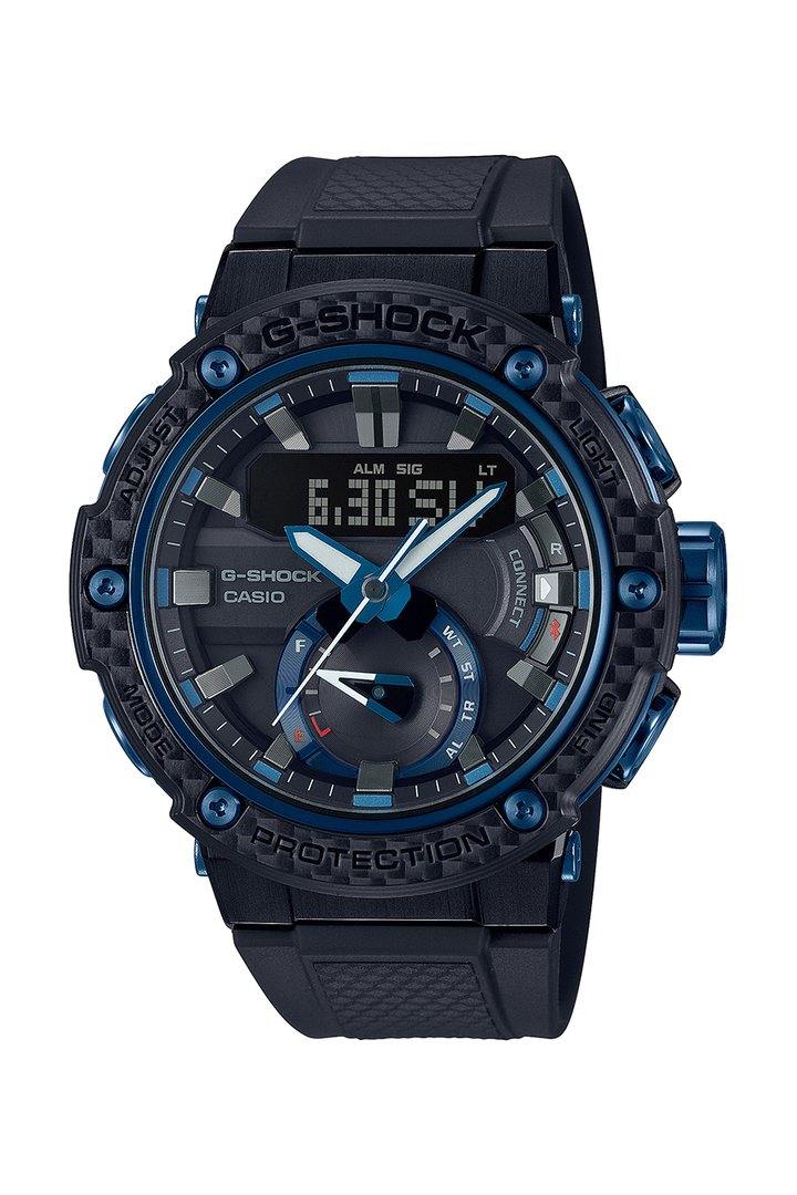 Casio G-Shock G-Steel Mobile link Bluetooth Anadigi Black x Blue Accents Watch GSTB200X-1A2DR - Prestige