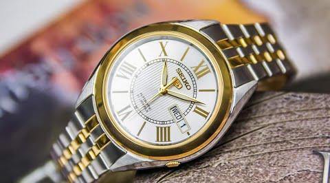 Seiko 5 Classic Men's Size Silver Dial 2 Tone Gold Plated Stainless Steel Strap Watch SNKL36K1 - Prestige