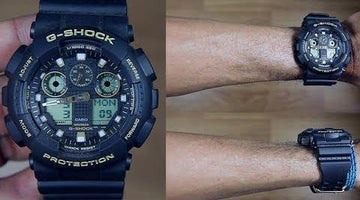 Casio G-Shock Analog-Digital Black x Gold Accents Watch GA100GBX 