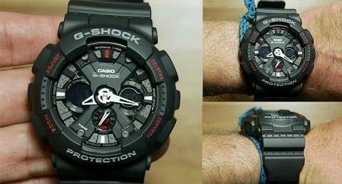 Casio G Shock GA120 Model Black x Red x Grey x White Accents Watch Last Dance GA120 1ADR Prestige