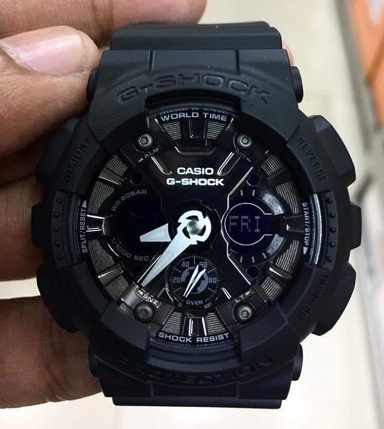 Casio G-Shock Black Stealth Series Anadigi Black Metallic Face Ladies' Watch GMAS120MF-1ADR - Prestige