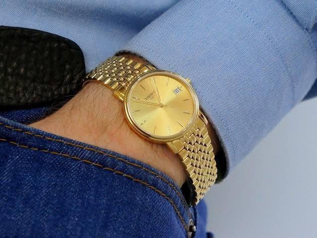 Tissot Swiss Made T-Classic Desire All Gold Plated Men's Watch T52.5.481.21 - Prestige