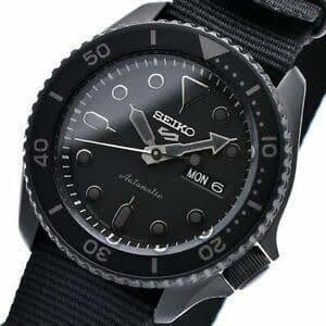 Seiko 5 Sports 100M Automatic Men's Watch Stealth All BLACK Nylon Strap SRPD79K1 - Prestige