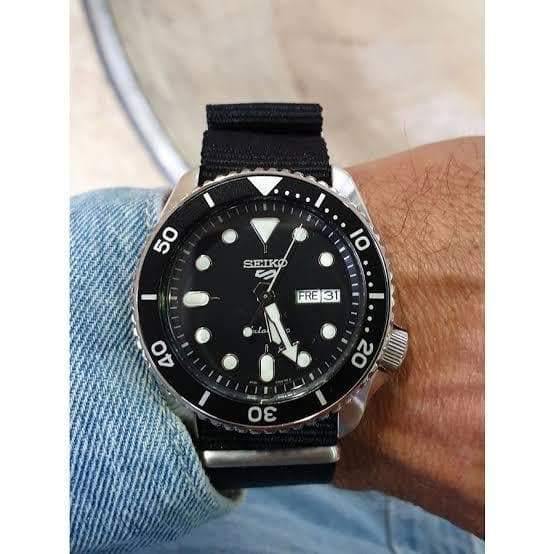 Seiko 5 Sports 100M Automatic Men's Watch Black Bezel Dial Nylon Strap SRPD55K3 - Prestige