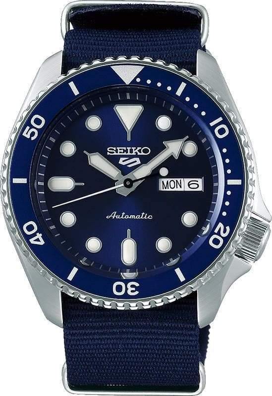 Seiko Sports 100M Automatic Men's Watch Blue Bezel Dial Nylon