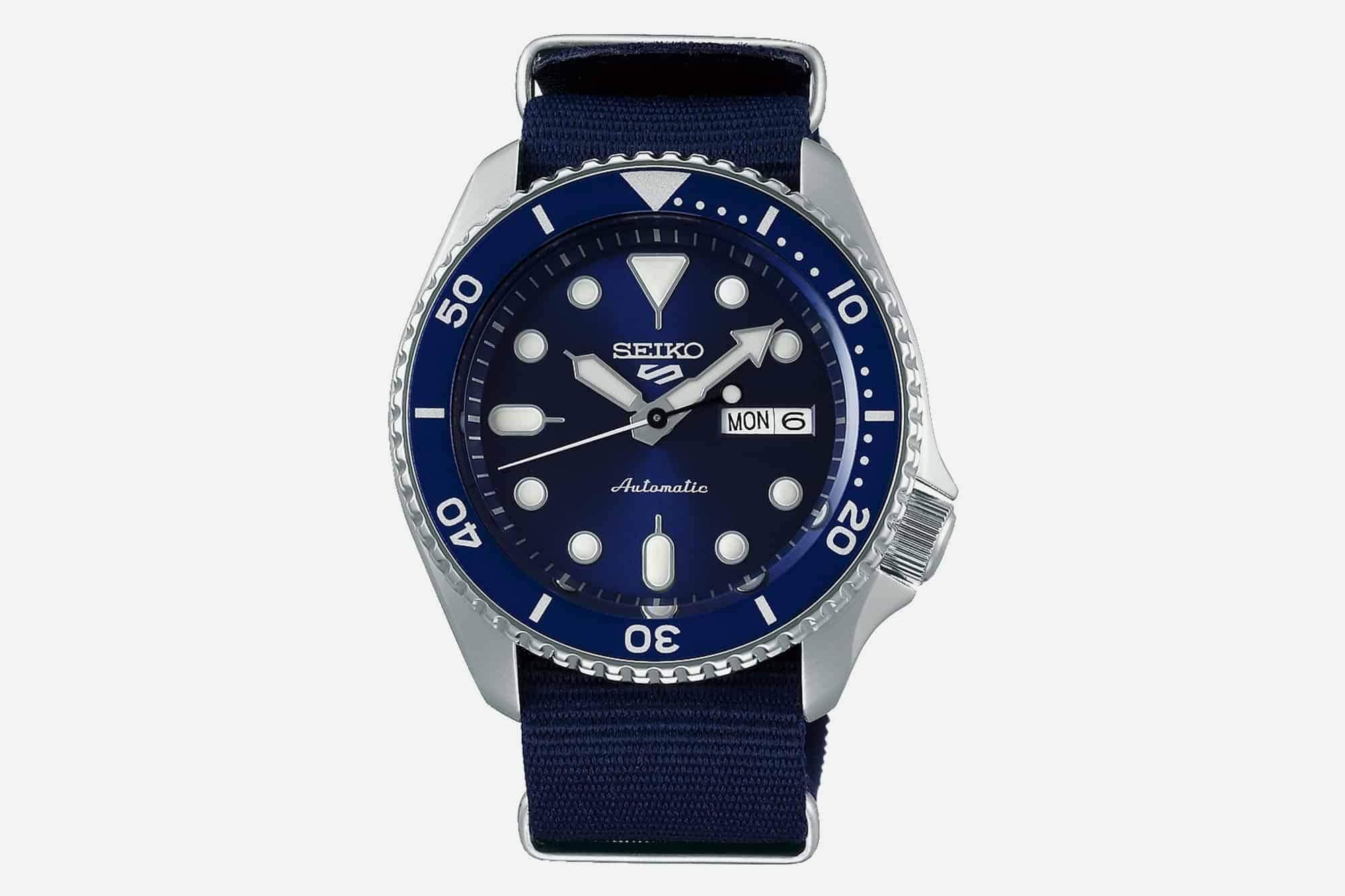 Seiko 5 Sports 100M Automatic Men's Watch Blue Bezel Dial Nylon Strap SRPD51K2 - Prestige
