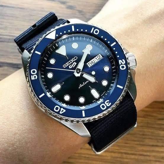 Seiko 5 Sports 100M Automatic Men's Watch Blue Bezel Dial Nylon Strap SRPD51K2 - Prestige