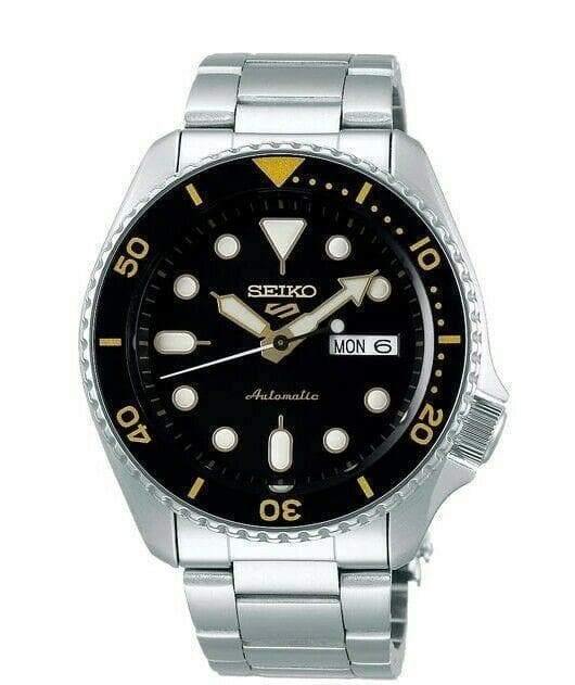 Seiko 5 Sports 100M Automatic Men's Watch Gold Black Bezel SRPD57K1 - Prestige