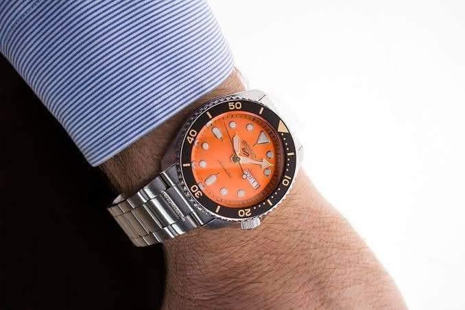 Seiko 5 Sports 100M Automatic Men's Watch Orange Dial SRPD59K1 - Prestige