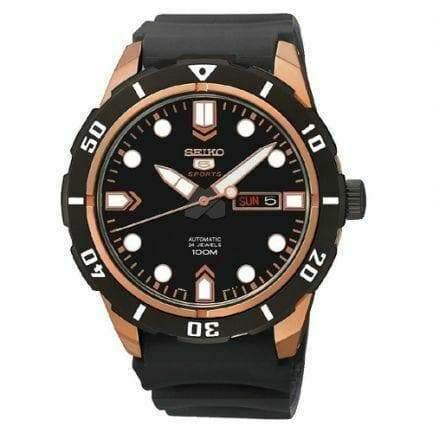 Seiko 5 Sports 100M Automatic Men's Watch Black Dial Rubber Strap SRP680K1 - Prestige