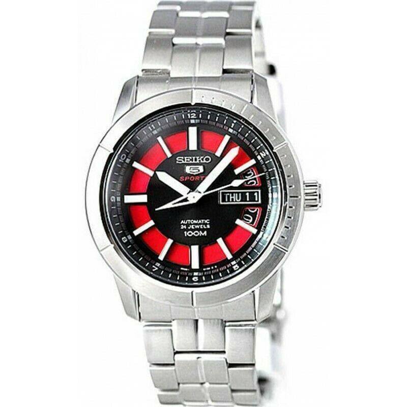 Seiko 5 Sports 100M Automatic Men's Watch Black with Red Dial SRP339K1 - Prestige