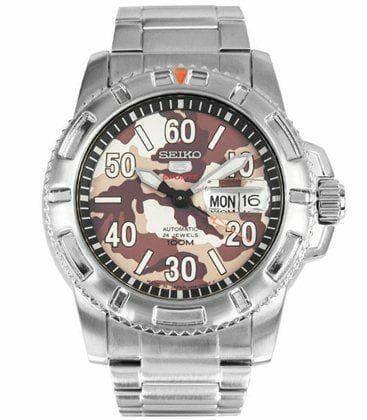 Seiko 5 Sports Japan Made Military 100M Camo Brown Dial Automatic Watch SRP221J1 - Prestige