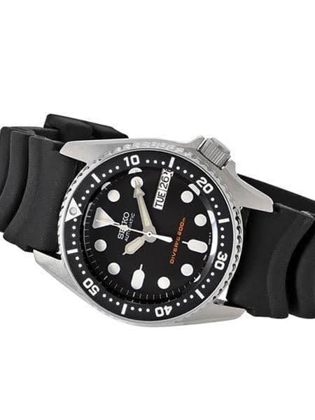 Seiko Black SKX 200M Diver's Junior Size Rubber Strap Watch SKX013K1 - Prestige