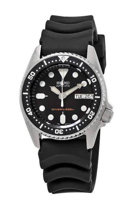 Seiko Black SKX 200M Diver's Junior Size Rubber Strap Watch SKX013K1 - Prestige