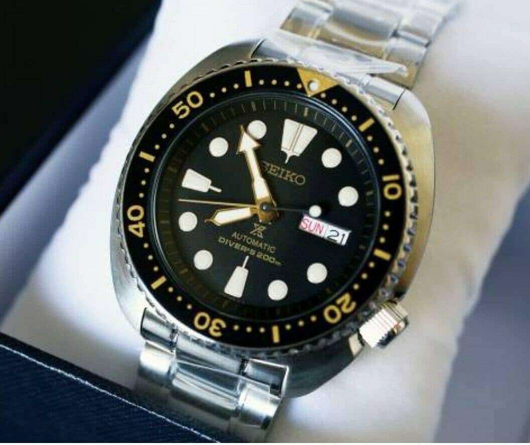 Seiko Black with Gold Turtle Prospex Diver's Men's Watch SRP775K1 - Prestige