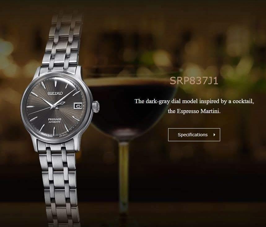 Seiko Japan Made Presage Cocktail Expresso Martini Couple's Stainless Steel Watch Set SRPE17J1 + SRP837J1  - Prestige