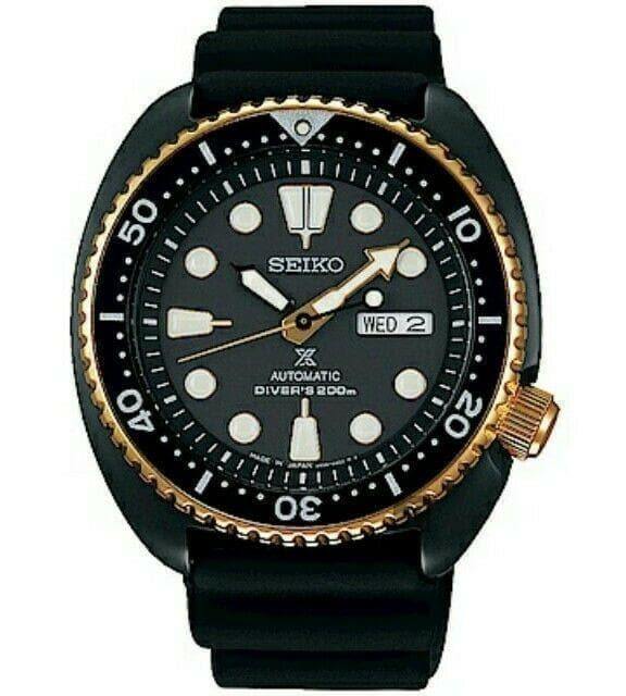 Seiko Japan Made SE Gold Ring Black Ninja Turtle Watch SRPC48J1 - Prestige