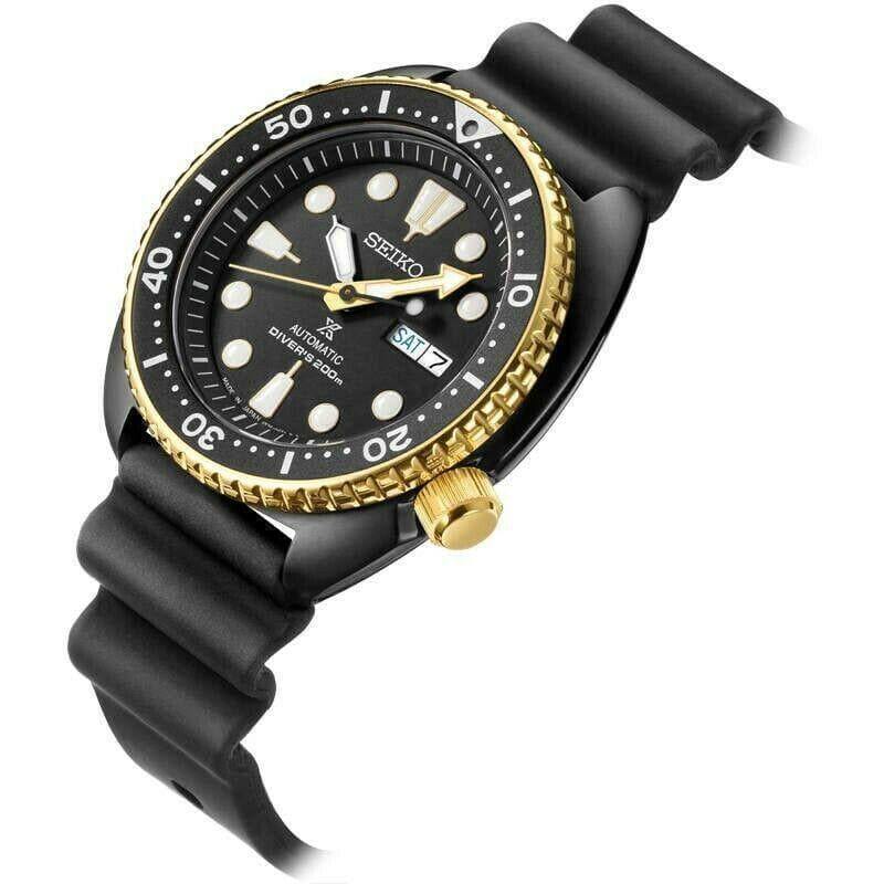 Seiko Japan Made SE Gold Ring Black Ninja Turtle Watch SRPC48J1 - Prestige