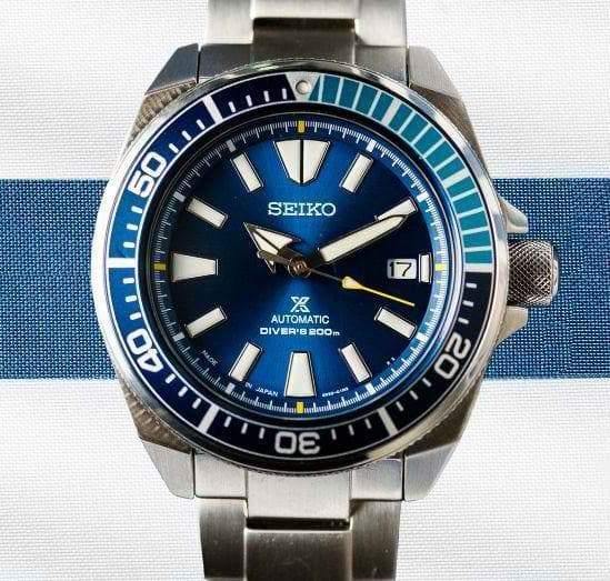 Seiko Limited Edition Blue Lagoon Samurai Prospex Diver's Men's Stainless Steel Strap Watch SRPB09J1 - Prestige