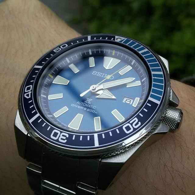 Seiko Limited Edition Blue Lagoon Samurai Prospex Diver's Men's Stainless Steel Strap Watch SRPB09J1 - Prestige