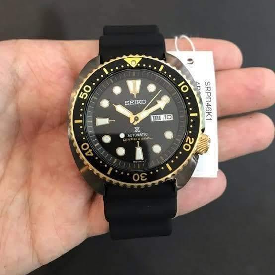 Seiko Prospex Gold Ring Black Series Ninja Turtle Watch SRPD46K1 - Prestige