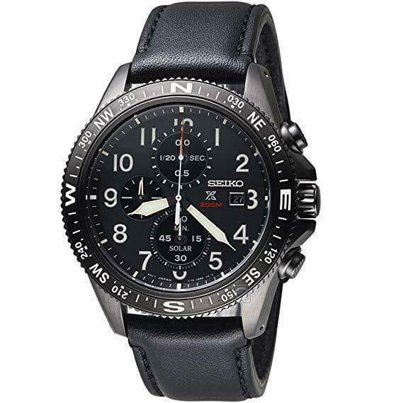 Seiko Prospex Solar Diver's Men's Leather Strap Chronograph Watch SSC707P1 - Prestige