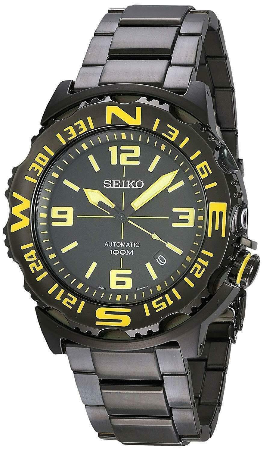 Seiko Field Monster Automatic 100M Men's Black PVD Stainless Strap Watch SRP449K1 - Prestige