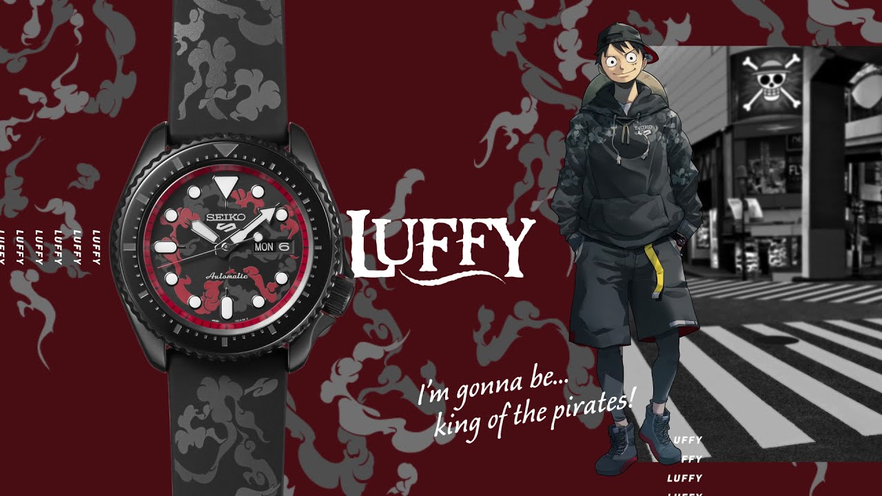 Seiko 5 Sports 100M One Piece x Luffy LE Automatic Men's Watch Black x Red Dial SRPH65K1 - Prestige