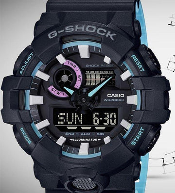 G shock blue and 2024 black