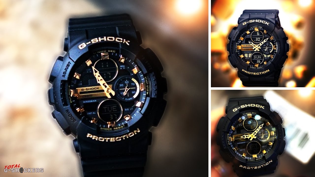 Casio G-Shock Sneaker S Series Analog-Digital Black x Gold Accents Ladies' Watch GMAS140M-1ADR - Prestige