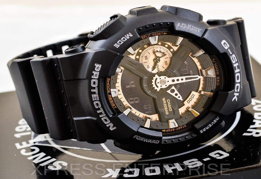 Casio G-Shock Black Stealth Series Analog-Digital Black x Rose Gold x Gray Accents Watch GA110RG-1ADR - Prestige