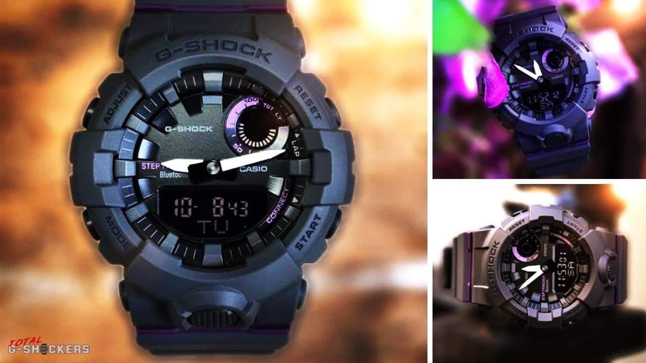 Casio G-Shock G’Squad Mobile Link Bluetooth Anadigi Black x Purple Accent Watch GMAB800-8ADR - Prestige