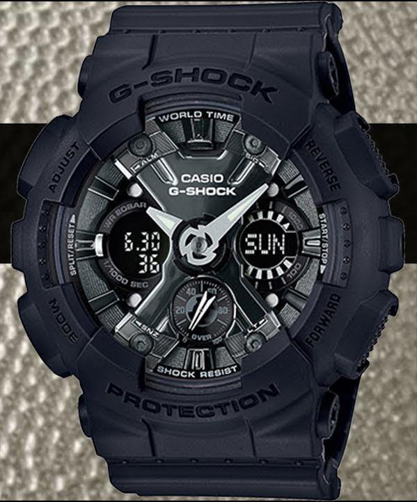 Casio G-Shock Black Stealth Series Anadigi Black Metallic Face Ladies' Watch GMAS120MF-1ADR - Prestige