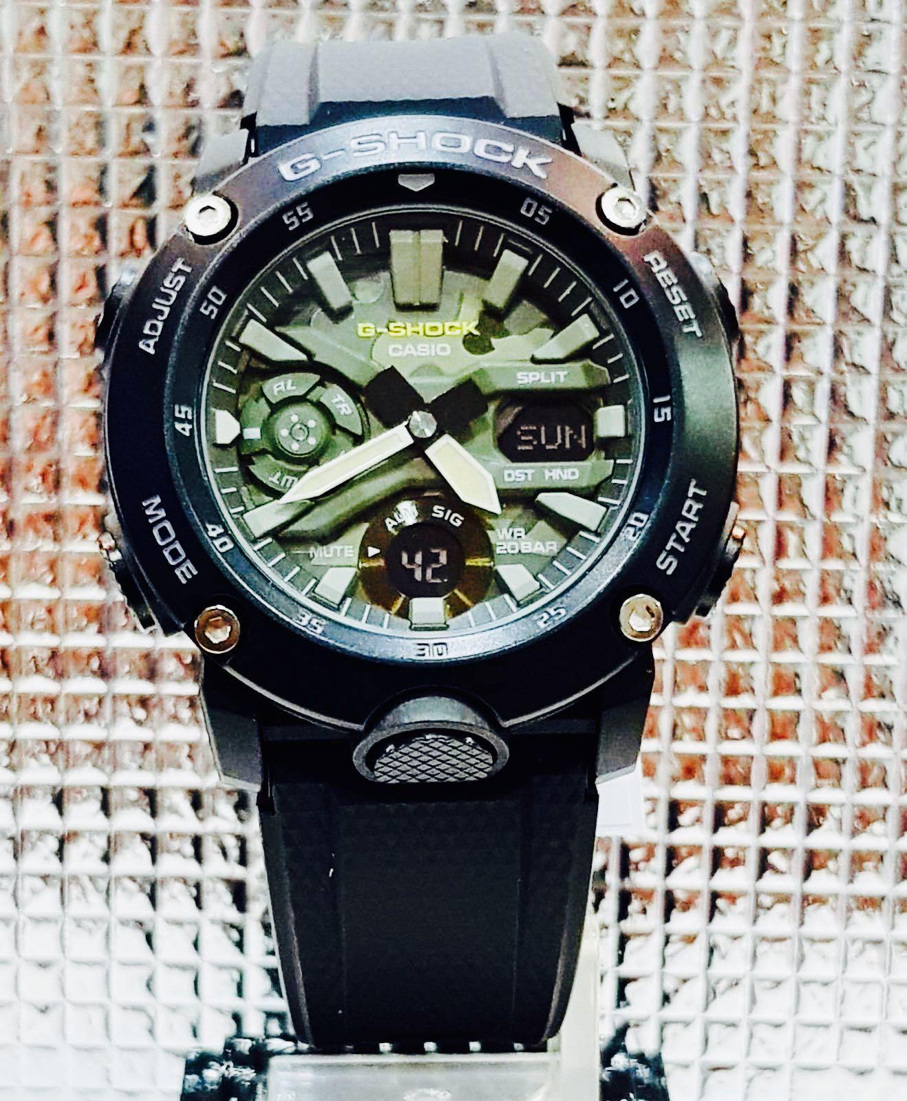 Casio G-Shock Utility Model Anadigi Black Green Camo Dial Men's Watch GA2000SU-1A - Prestige
