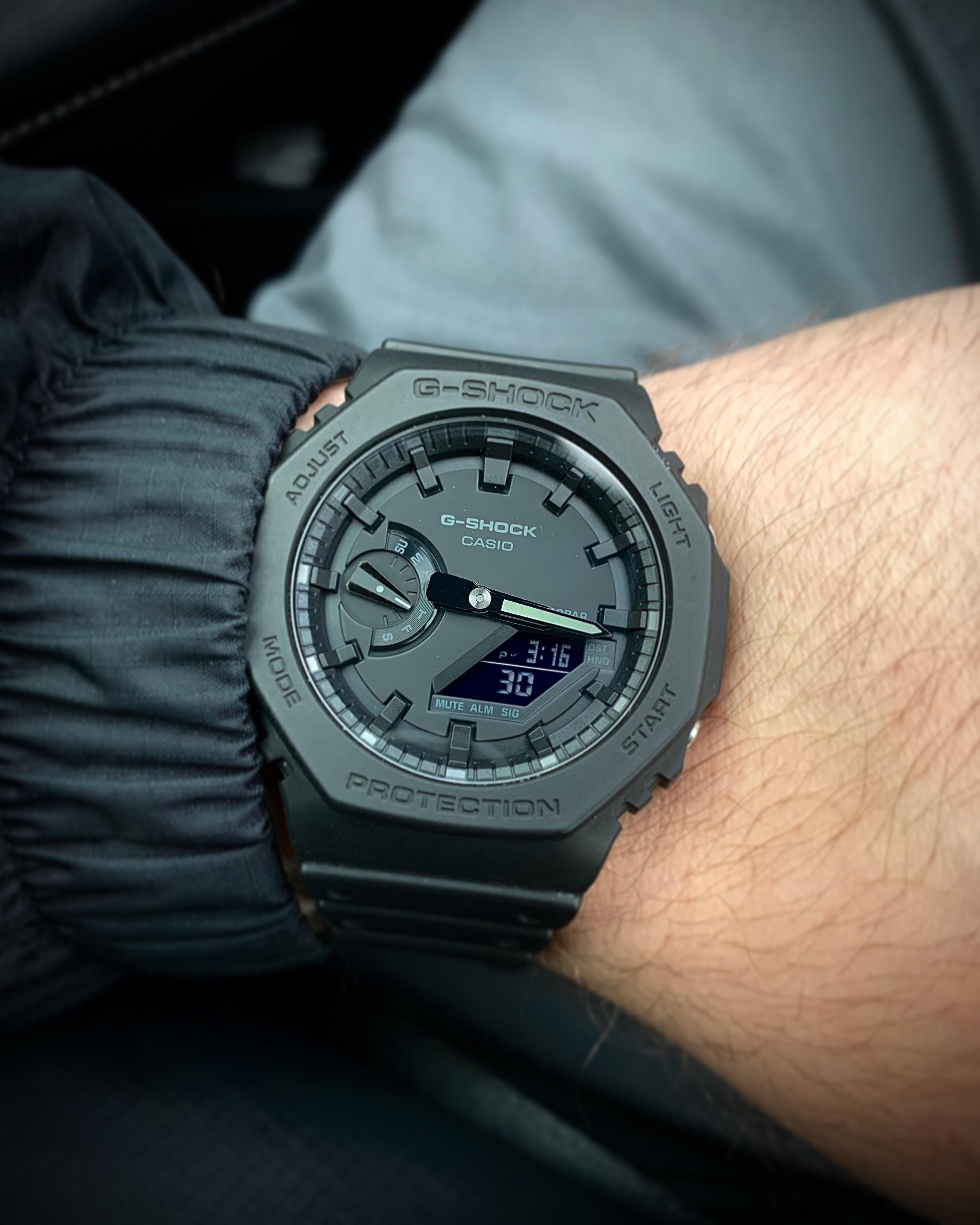 Casio G-Shock Carbon Core Guard ALL Black AP CasiOak Watch GA2100-1A1DR - Prestige