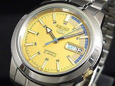 Seiko 5 Classic Men's Size Yellow Dial Stainless Steel Strap Watch SNKK29K1 - Prestige
